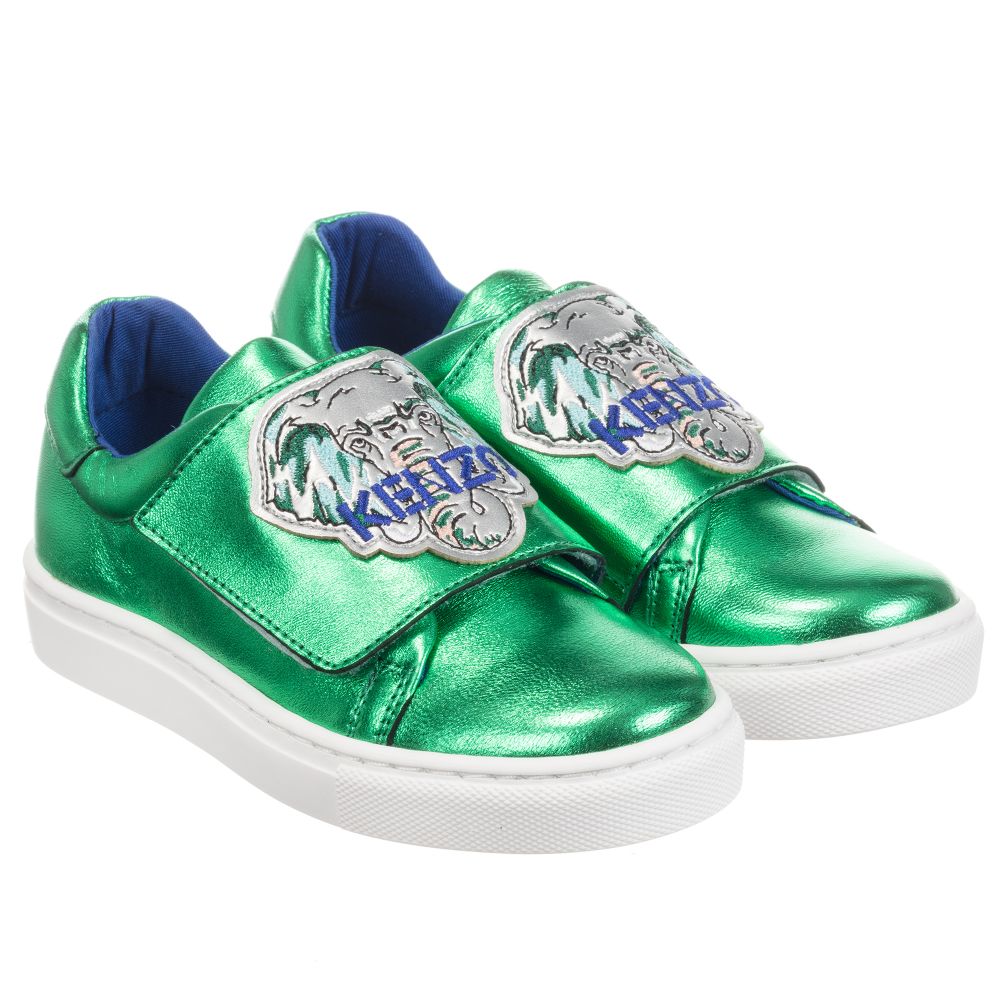 green leather trainers