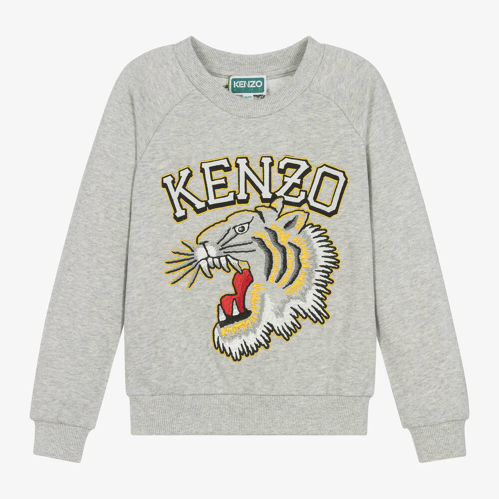 KENZO KIDS - Серый свитшот из меланжевого хлопка для мальчиков | Childrensalon