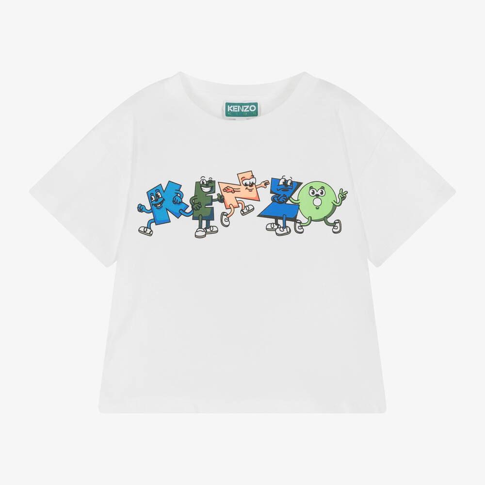 KENZO KIDS - Boys White Cotton T-Shirt | Childrensalon