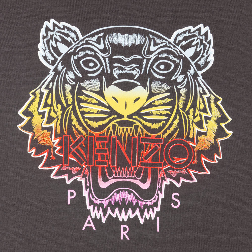 KENZO KIDS - Girls Grey Tiger Logo Top