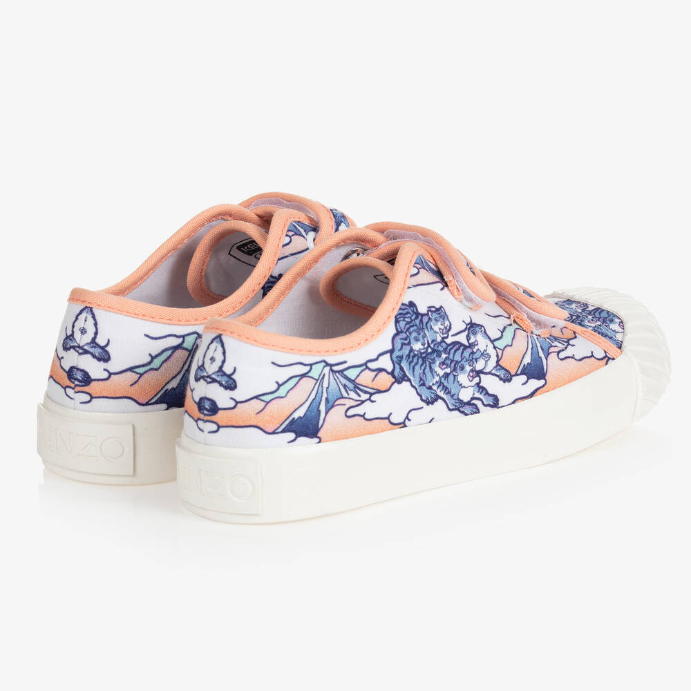 KENZO KIDS Girls White Velcro Canvas Trainers