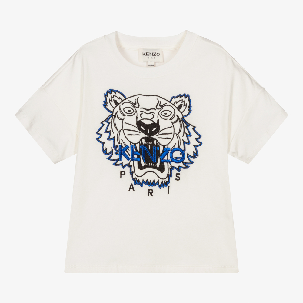 KENZO KIDS - Camiseta color marfil algodón tigre | Childrensalon Outlet