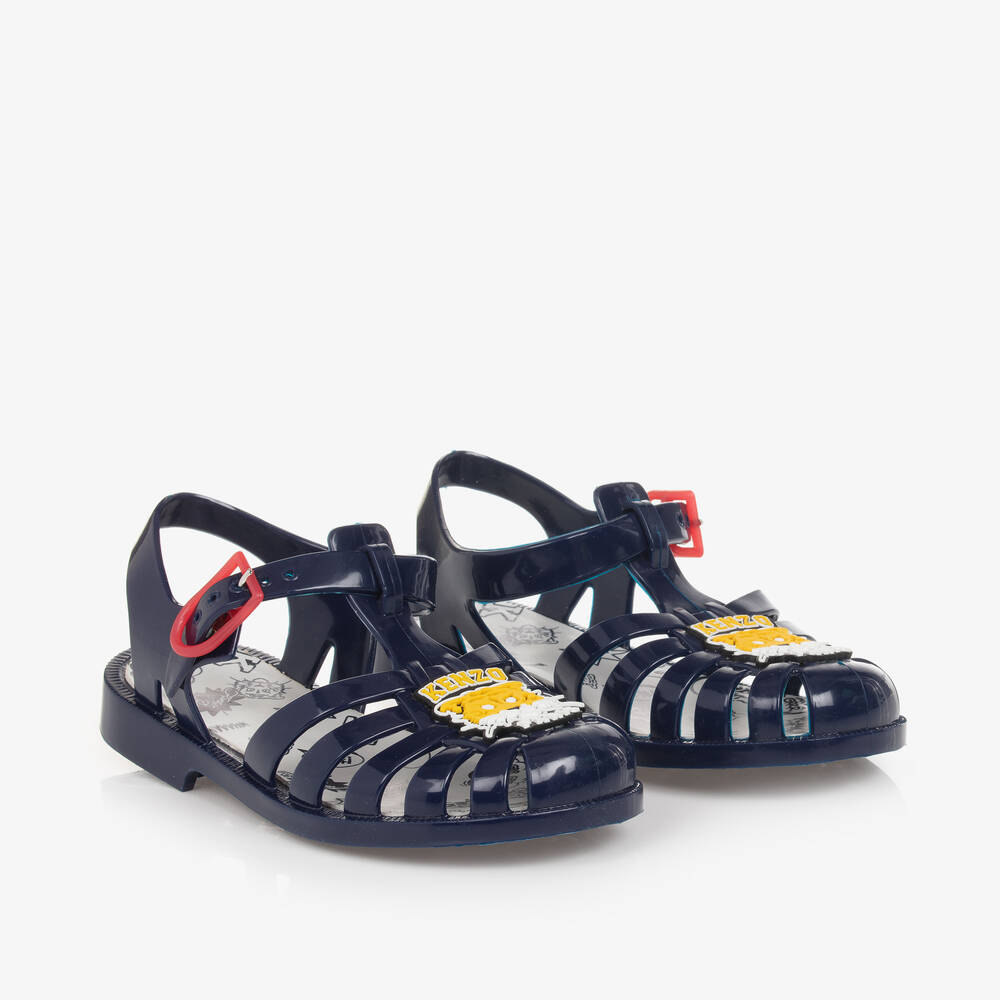 KENZO KIDS - Navy Blue Cartoon Tiger Jelly Shoes | Childrensalon