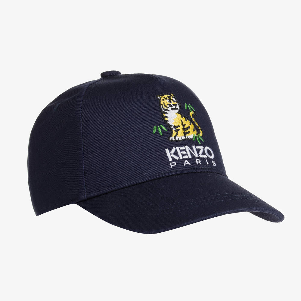 KENZO KIDS - Navy Blue Cotton KOTORA Tiger Cap | Childrensalon