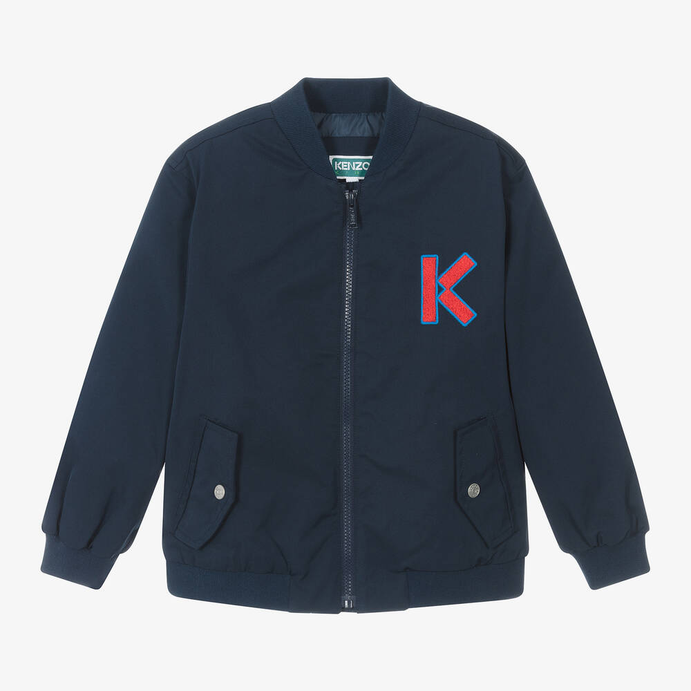 KENZO KIDS - Navy Blue Zip-Up Bomber Jacket | Childrensalon