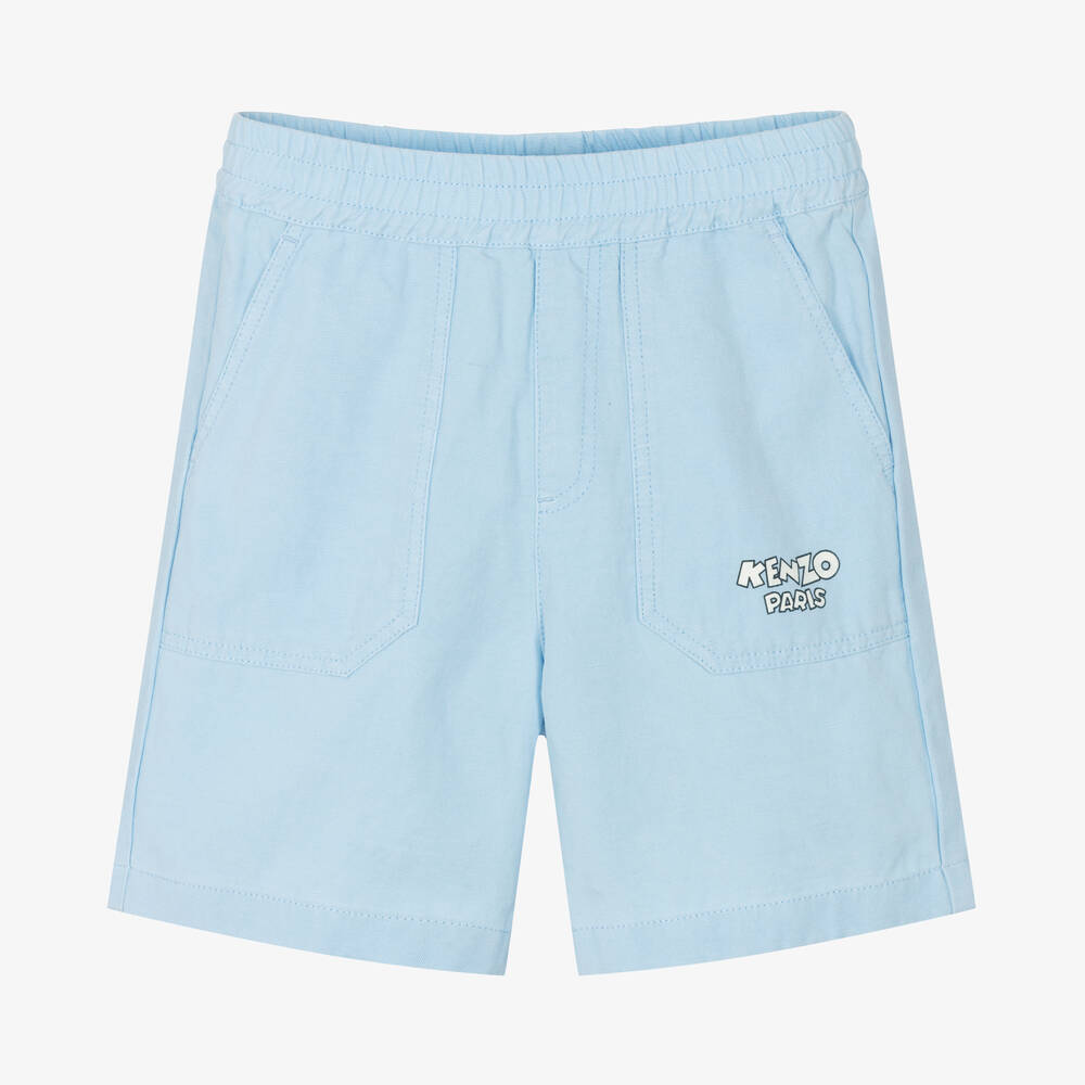 KENZO KIDS - Pale Blue Lyocell Shorts | Childrensalon