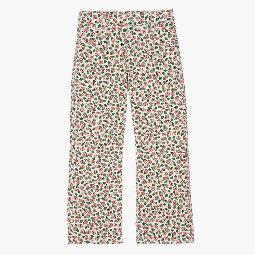 KENZO KIDS - Teen Girls Ivory Floral Denim Jeans | Childrensalon