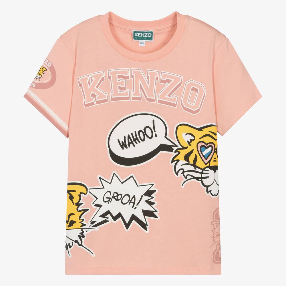 KENZO KIDS - تيشيرت قطن عضوي لون زهري للمراهقات | Childrensalon