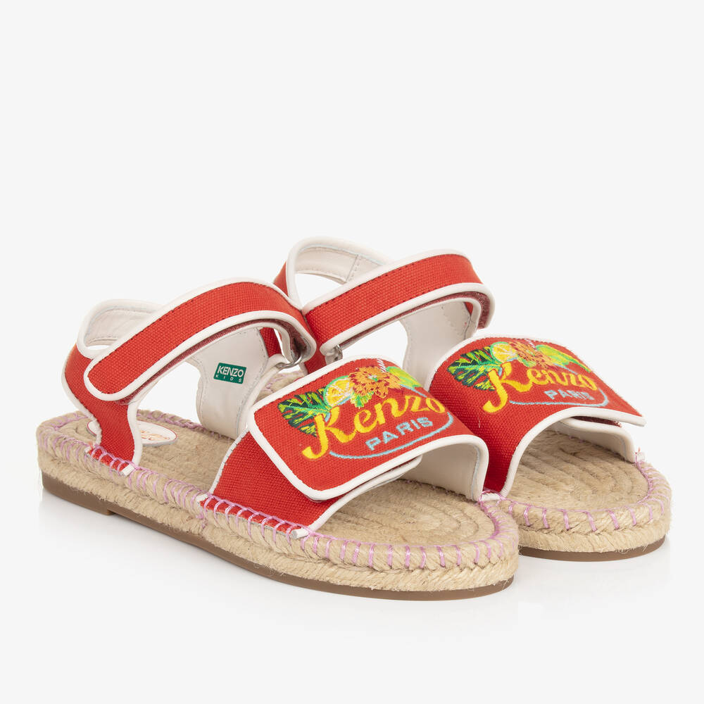 KENZO KIDS - Sandales en toile rouge brodées ado fille | Childrensalon