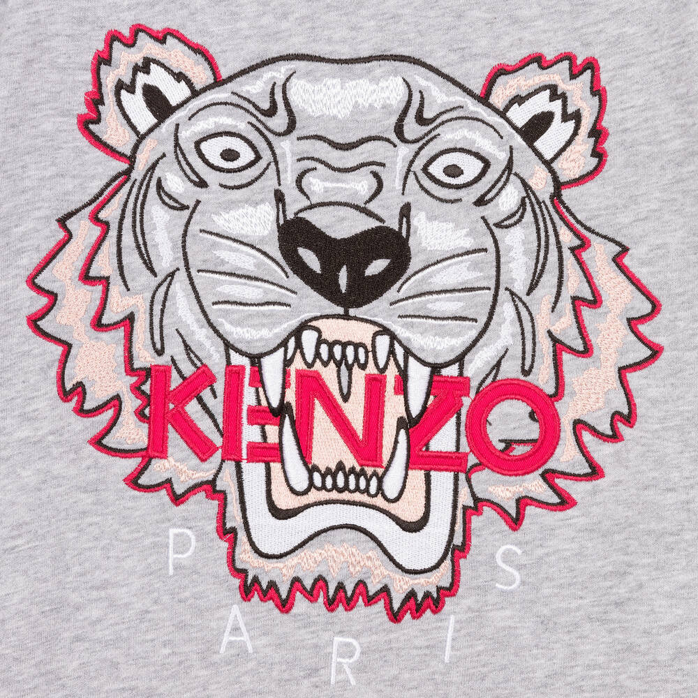 Kenzo Girls Tiger Logo Sweater Grey - 8Y Grey - 2023