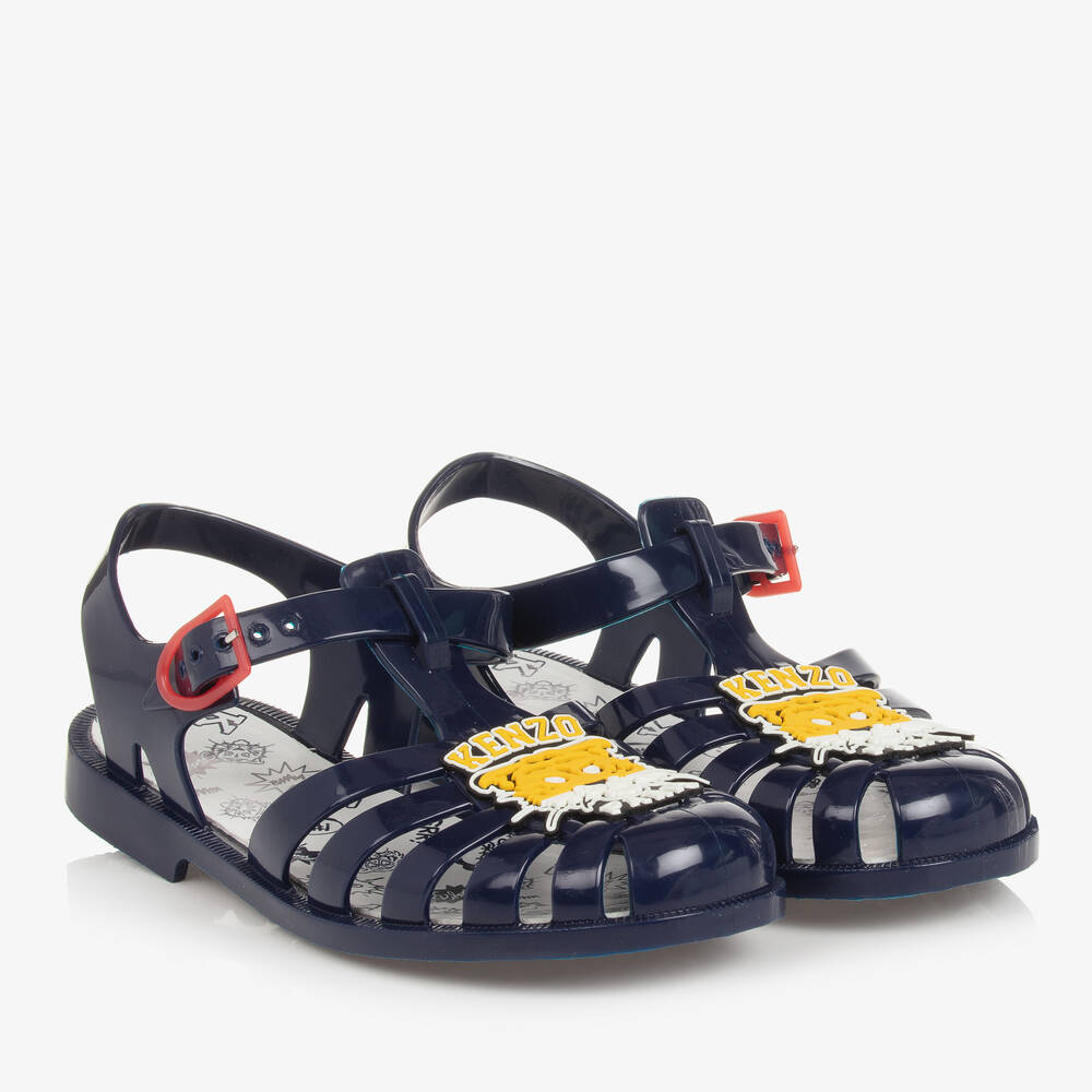 KENZO KIDS - Teen Navy Blue Cartoon Tiger Jelly Shoes | Childrensalon