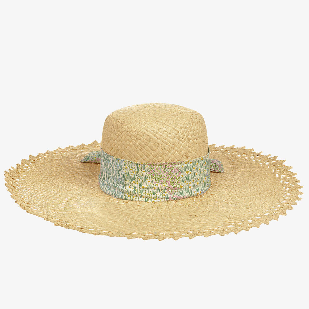 Kidiwi - Girls Beige Straw Sun Hat | Childrensalon