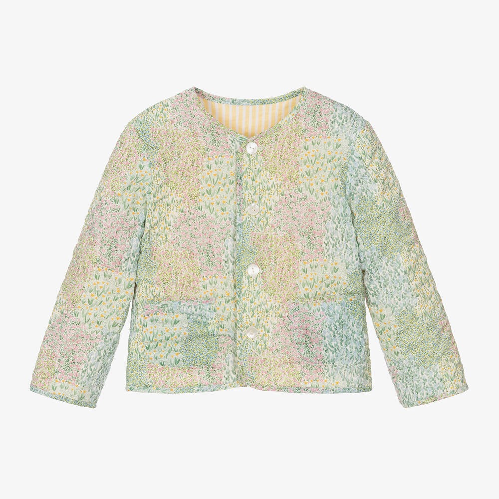 Kidiwi - Girls Green & Yellow Reversible Jacket | Childrensalon