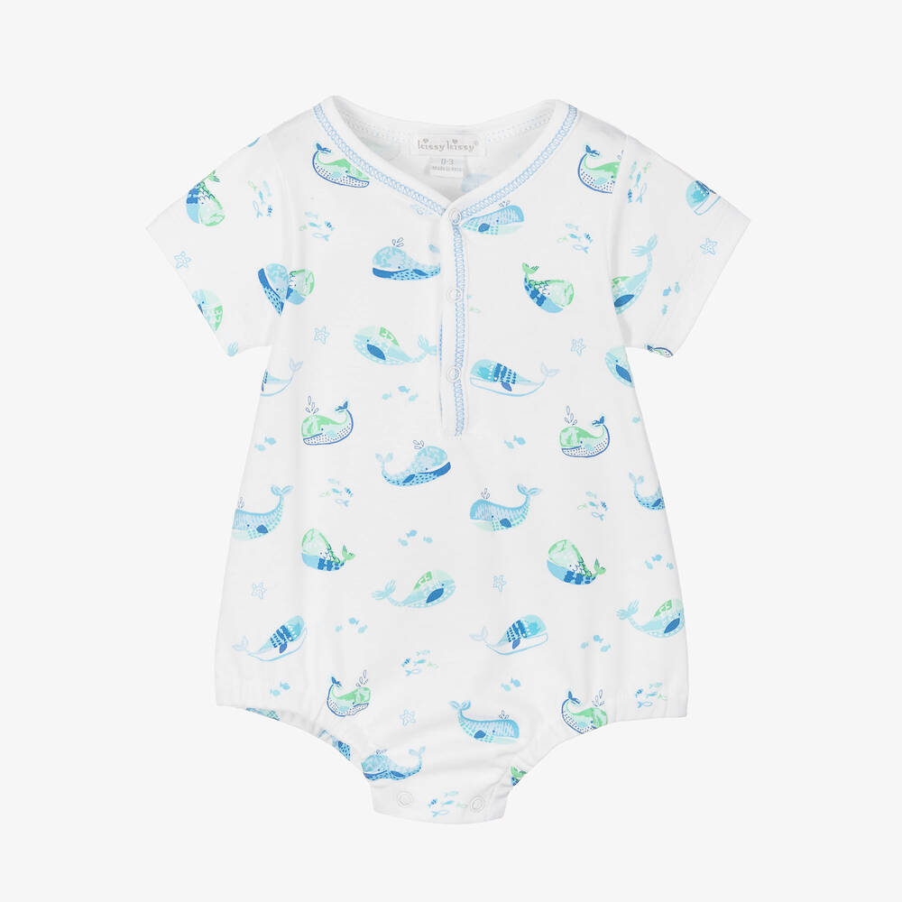 Kissy Kissy - Baby Boys Watercolour Whales Bodyvest | Childrensalon