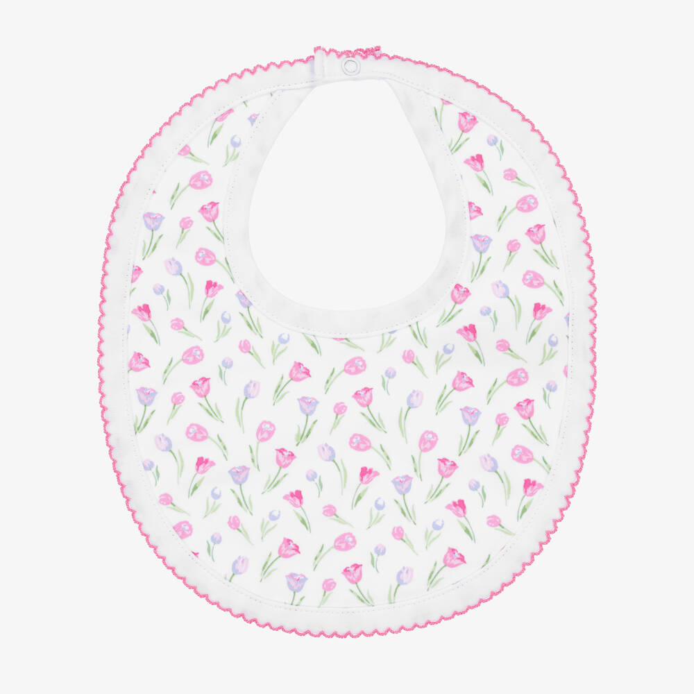 Kissy Kissy - Girls White Cotton Tulip Festival Bib | Childrensalon