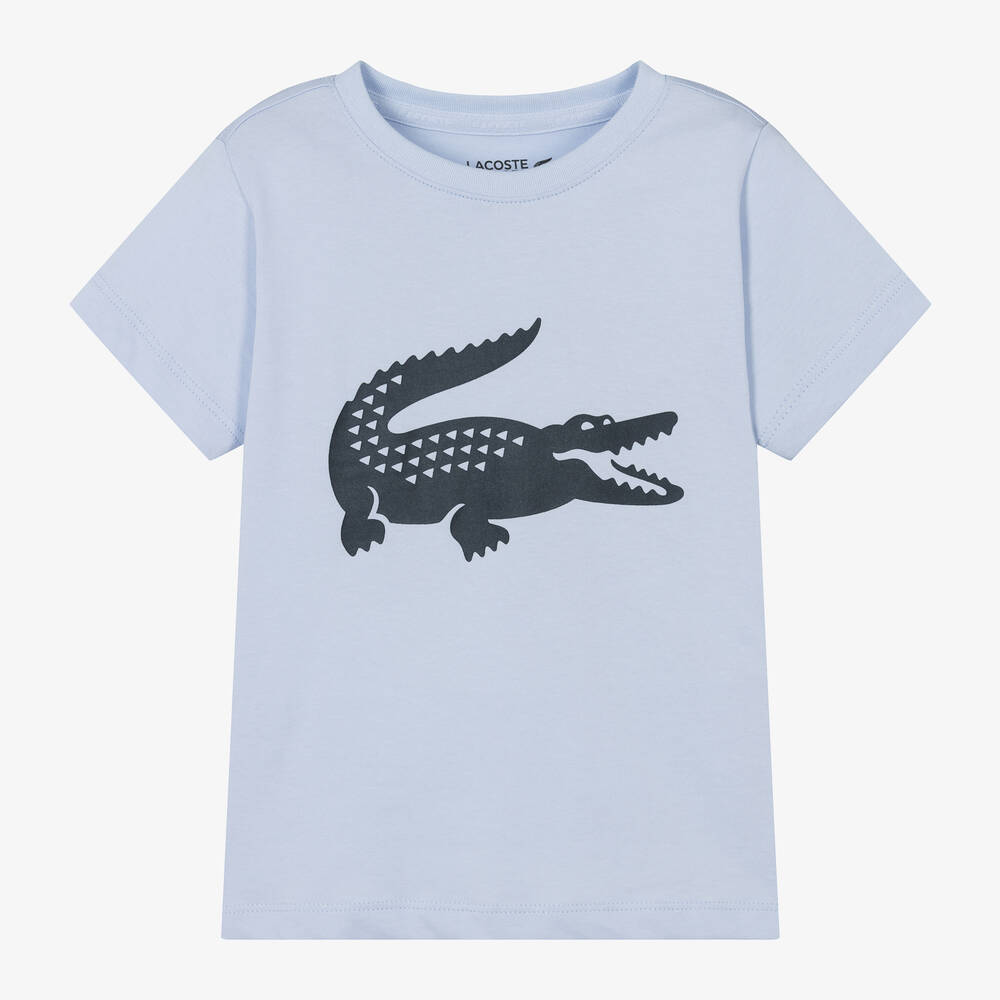 Lacoste - تيشيرت قطن عضوي جيرسي لون أزرق فاتح للأولاد | Childrensalon