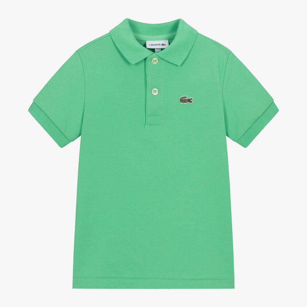 Lacoste - توب بولو قطن بيكيه لون أخضر فاتح | Childrensalon