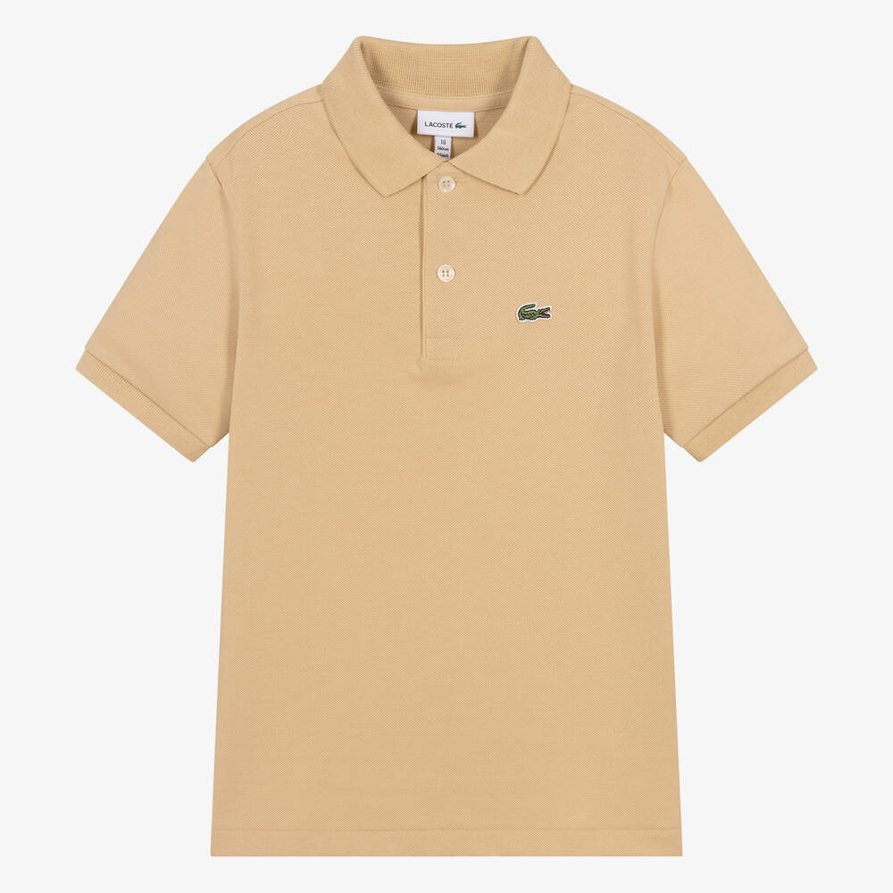 Lacoste - Teen Beige Cotton Crocodile Polo Shirt | Childrensalon