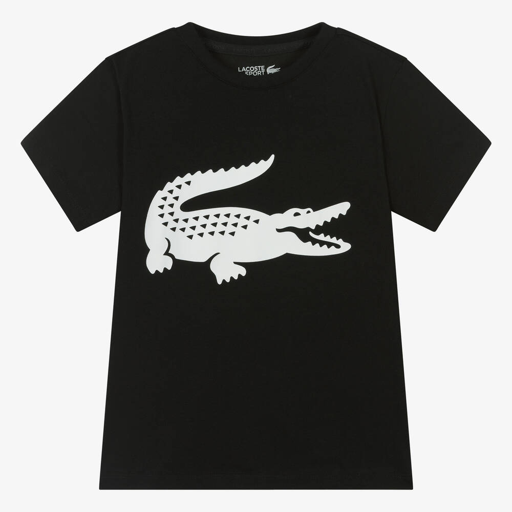 Lacoste - Teen Boys Black Ultra Dry Cotton T-Shirt | Childrensalon