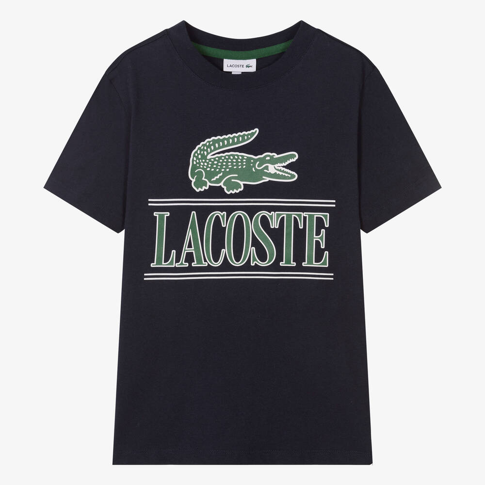 Lacoste - تيشيرت قطن عضوي لون كحلي للمراهقين | Childrensalon