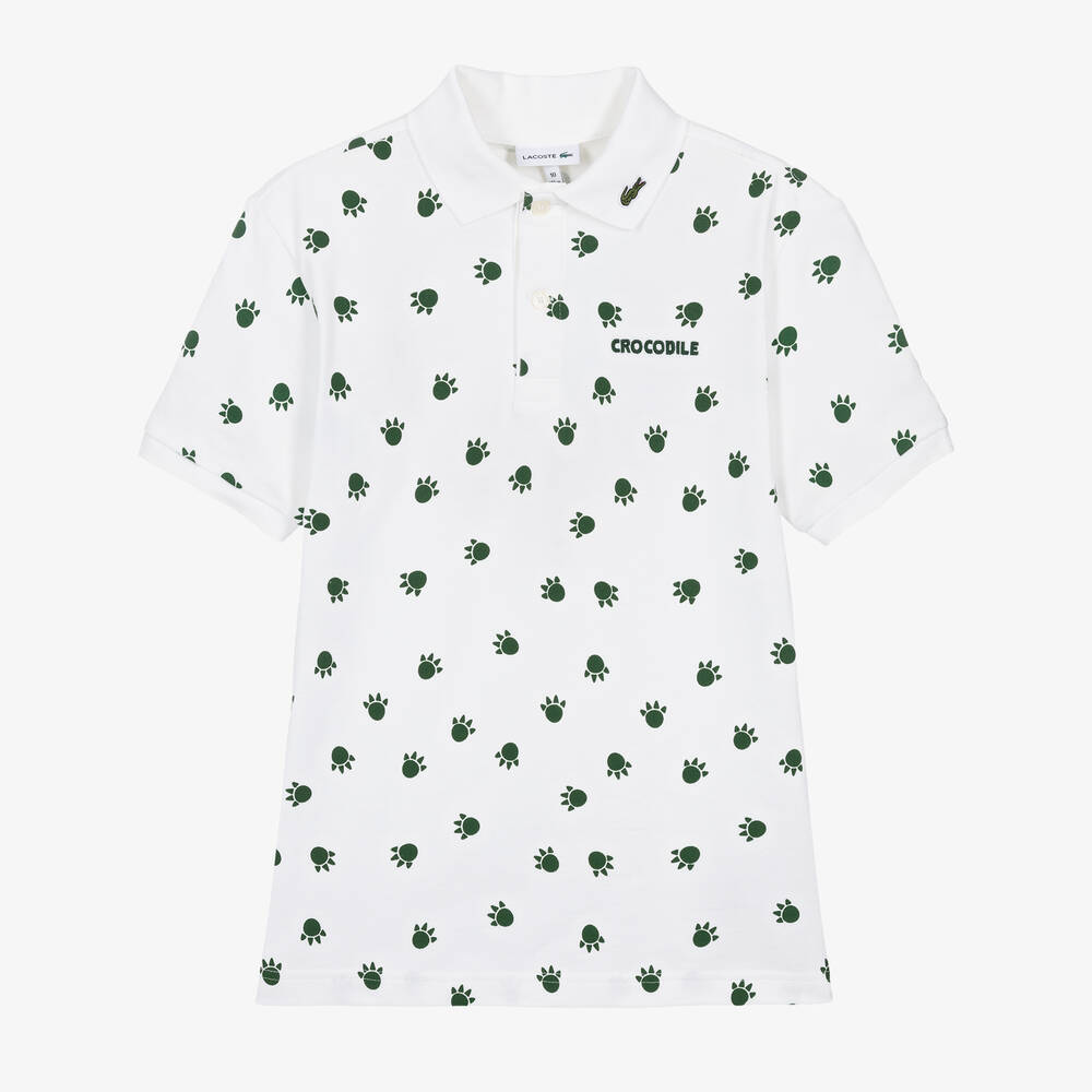 Lacoste - Teen Boys White Crocodile T-Shirt | Childrensalon