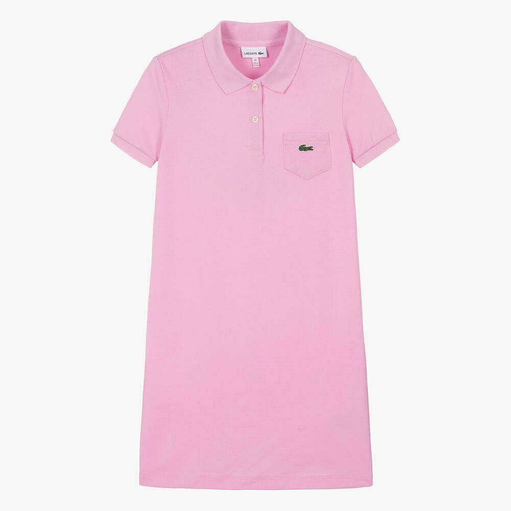 Lacoste - Robe-polo rose en coton ado | Childrensalon