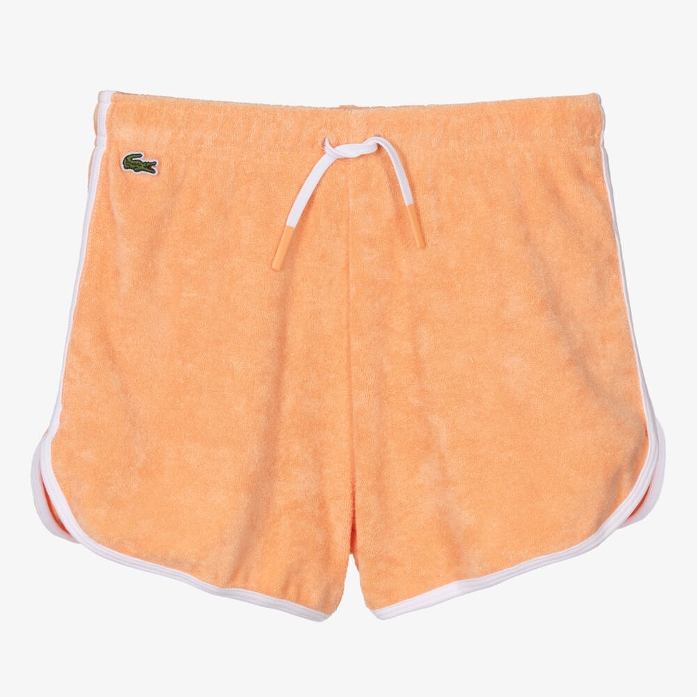 Lacoste - Teen Girls Orange Towelling Shorts | Childrensalon