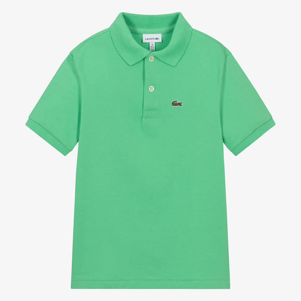 Lacoste - توب بولو قطن بيكيه لون أخضر فاتح | Childrensalon