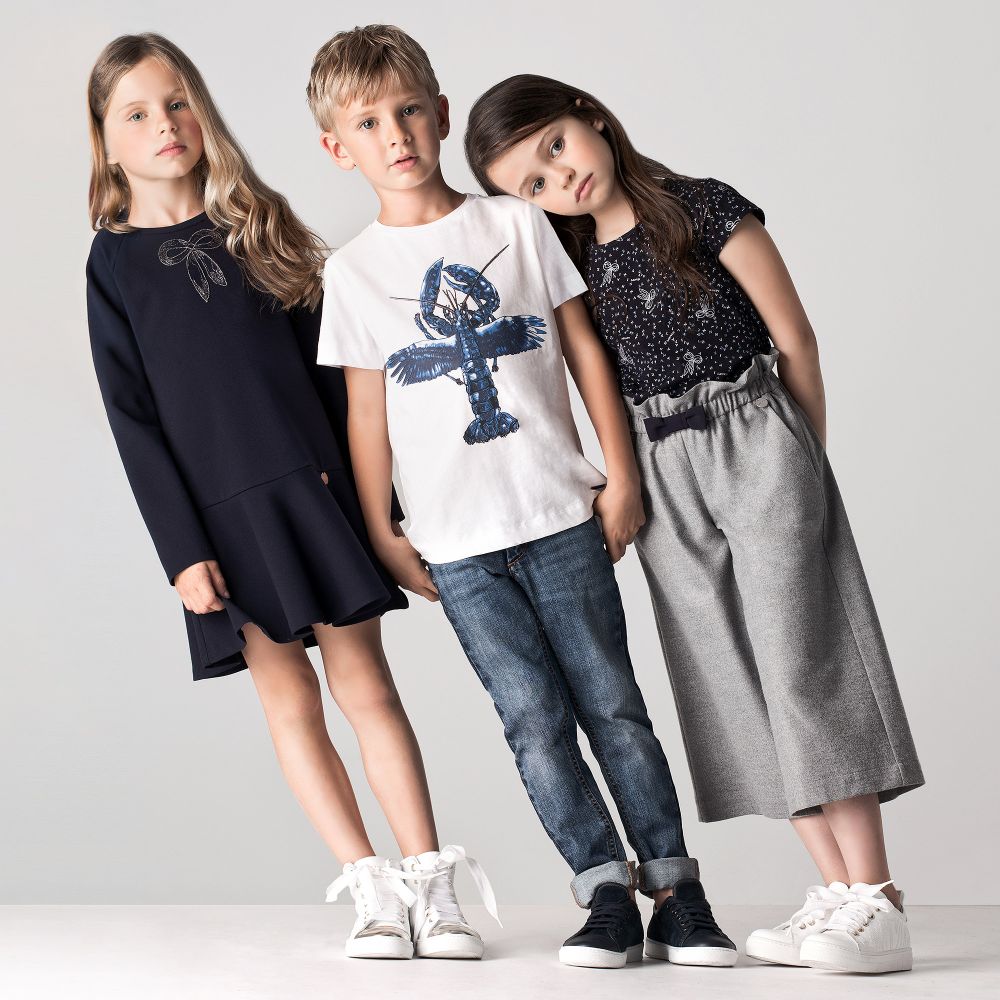 Lanvin - Girls Blue Milano Jersey Dress | Childrensalon Outlet