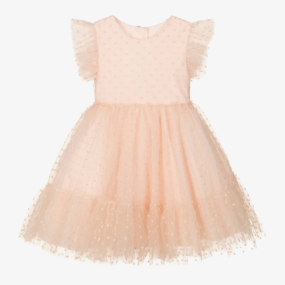 Lapin House - Girls Pale Pink Tulle Dots Dress | Childrensalon Outlet