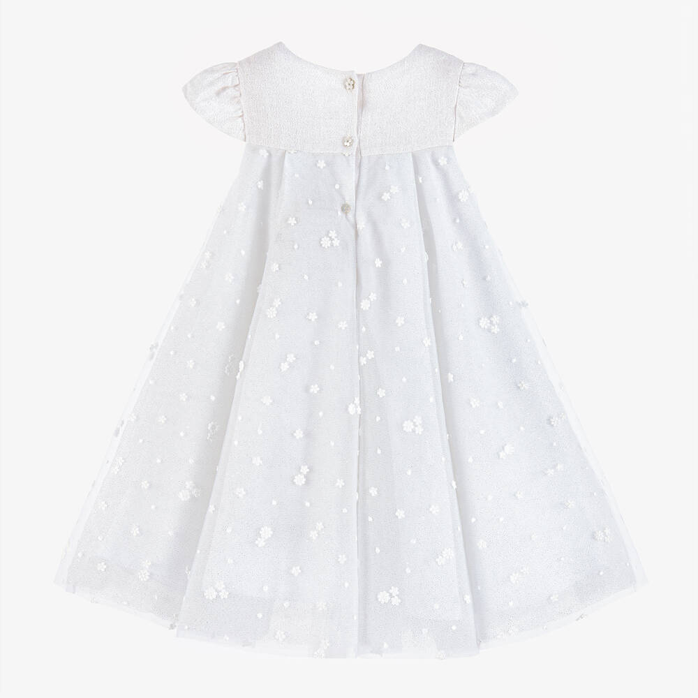 Lapin House bow-detail tulle dress - White