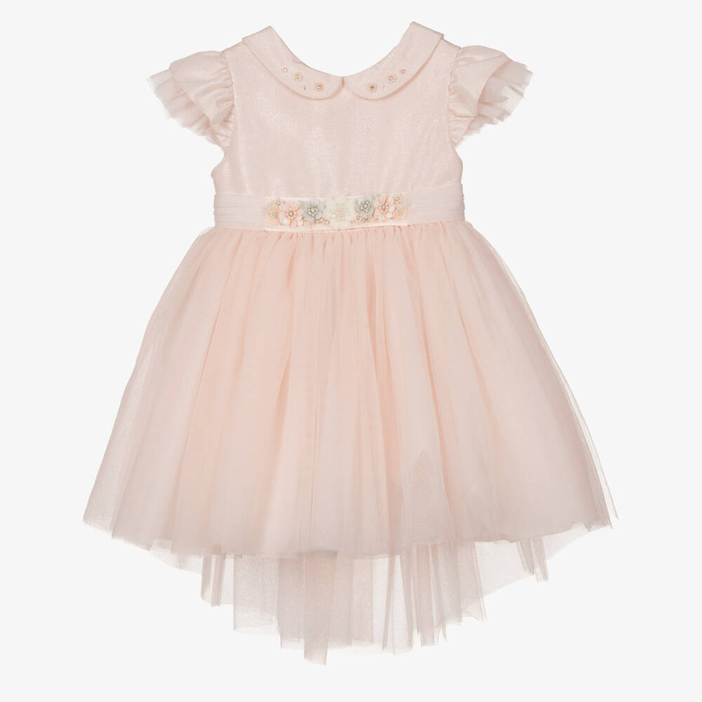 Lapin House - Pink Flowers Silk Tulle Dress | Childrensalon Outlet