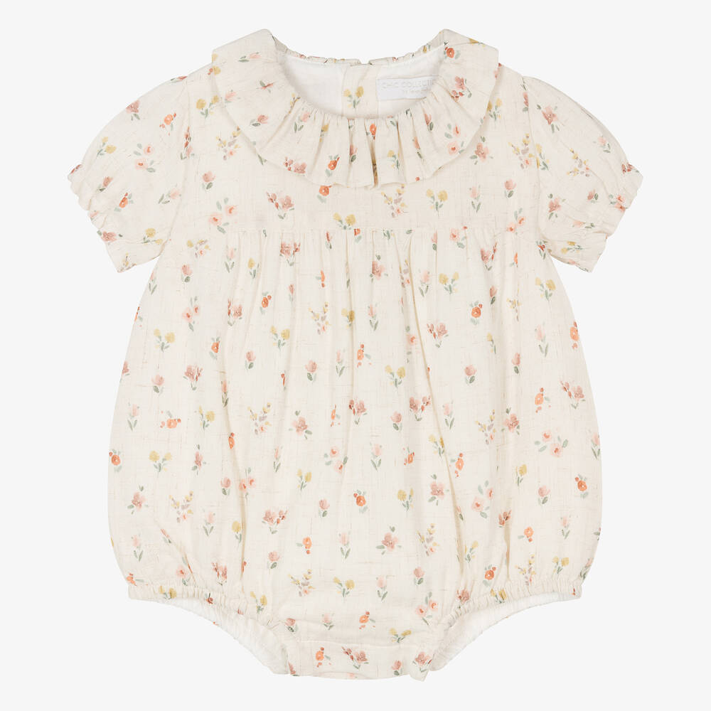 Laranjinha - Baby Girls Ivory Floral Shortie | Childrensalon