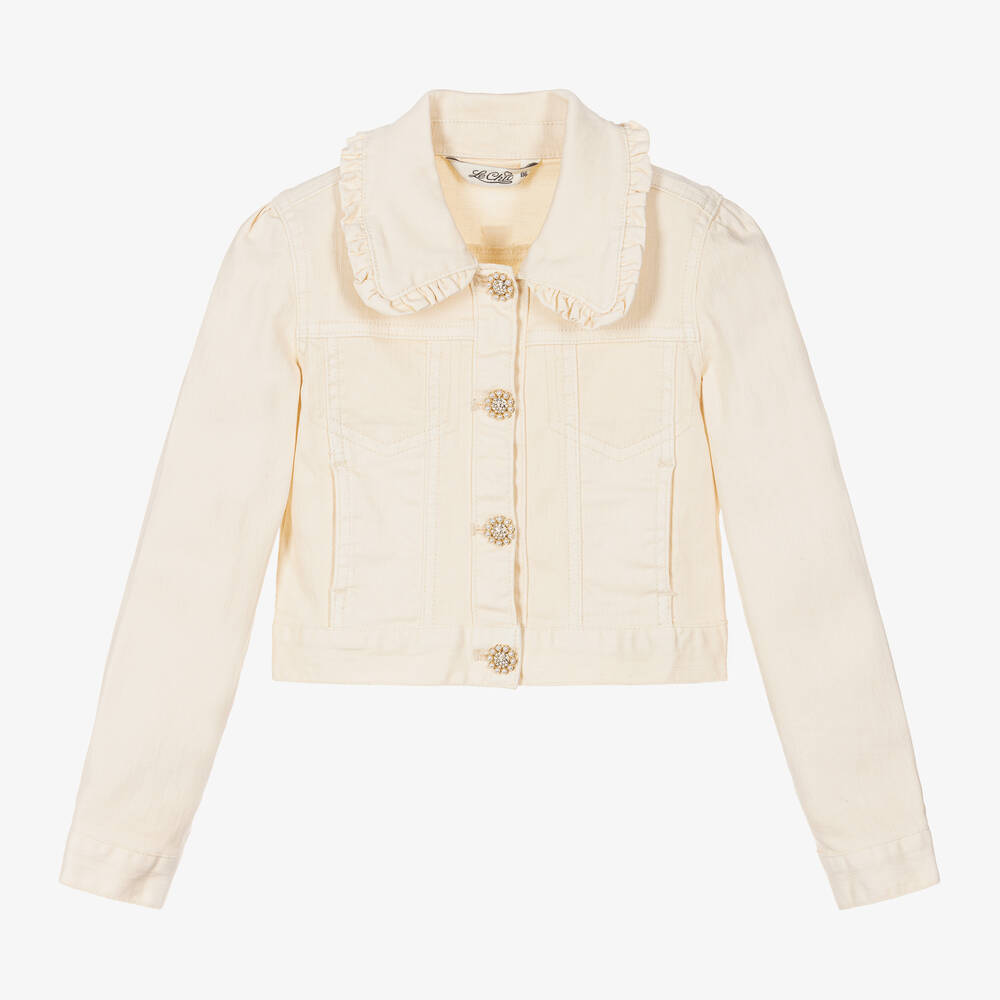 Le Chic - Girls Ivory Denim Jacket | Childrensalon