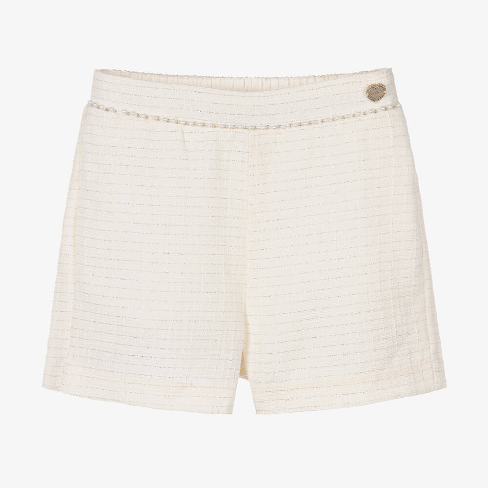 Le Chic - Girls Ivory Tweed Shorts | Childrensalon