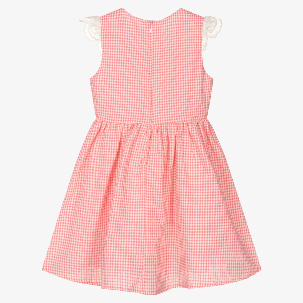 Le Mu - Girls Pink Check Dress | Childrensalon Outlet