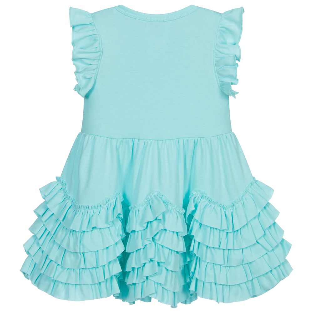 Lemon Loves Layette - Baby Girls Blue Ruffle Dress | Childrensalon Outlet