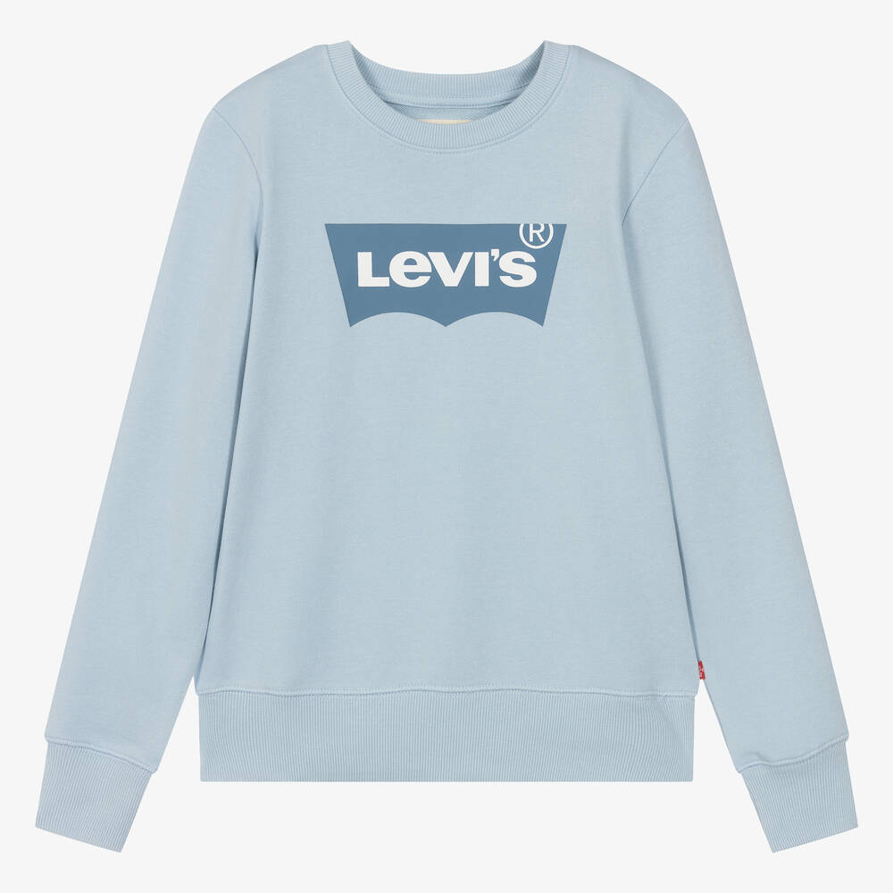 Levi's - سويتشيرت قطن جيرسي لون أزرق فاتح للأولاد | Childrensalon