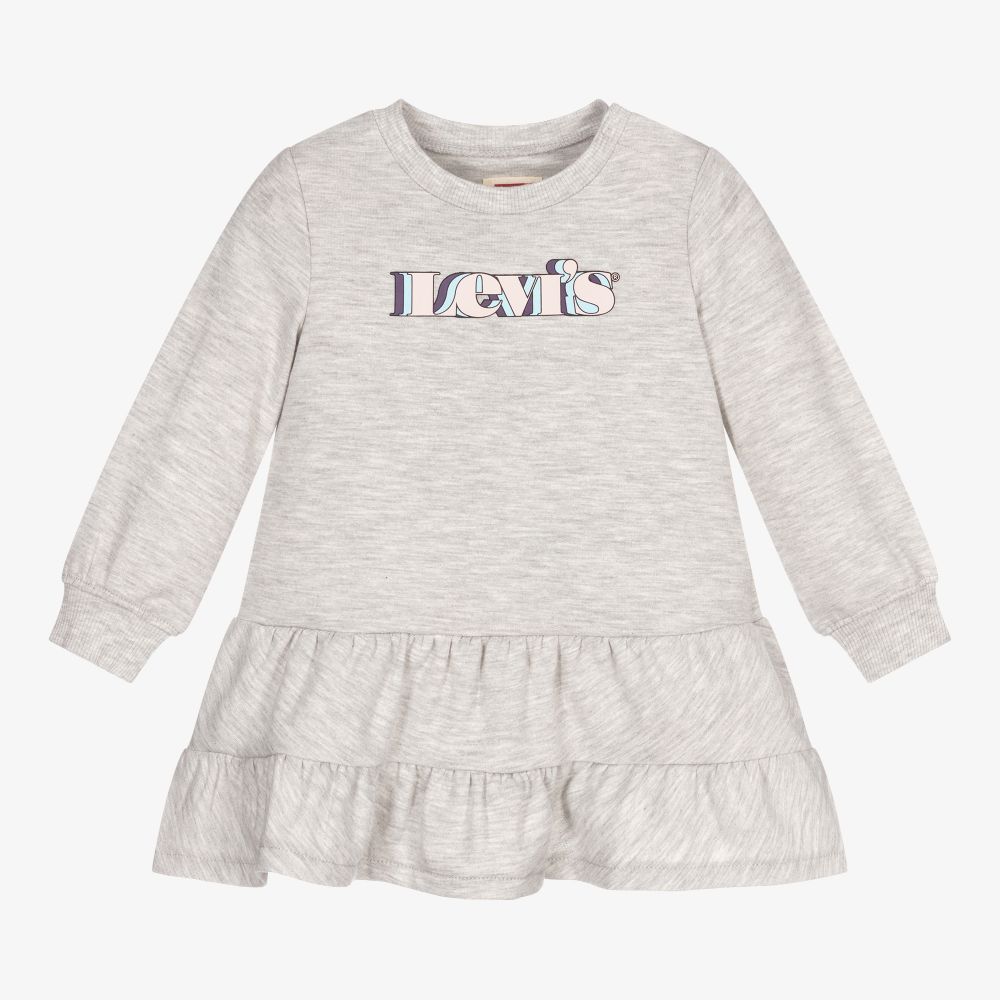 Levi's - Girls Grey Cotton Logo Dress | Childrensalon Outlet