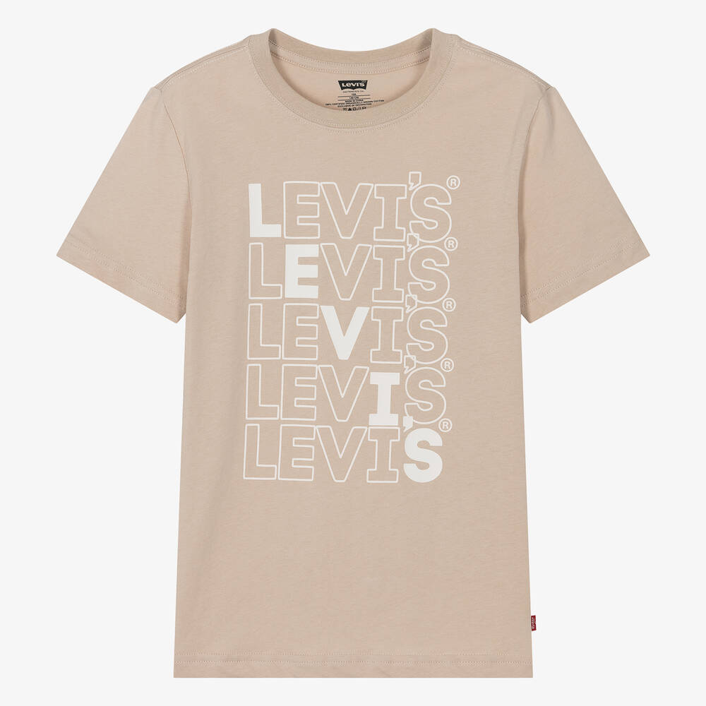 Levi's - تيشيرت قطن عضوي لون بيج للمراهقين | Childrensalon