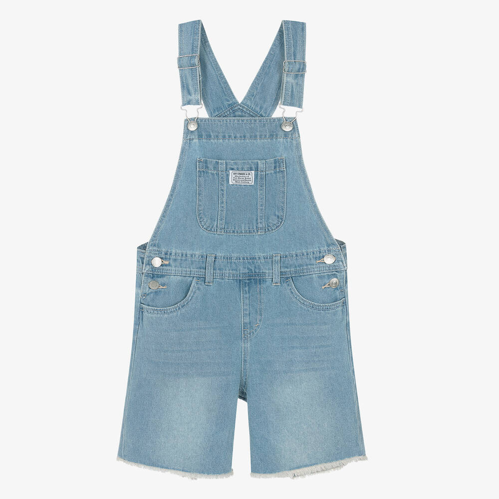 Levi's - Teen Girls Blue Denim Dungaree Shorts | Childrensalon