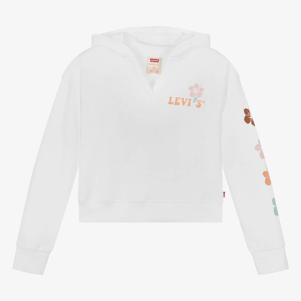 Levi's - Teen Girls White Cotton Hibiscus Hoodie | Childrensalon