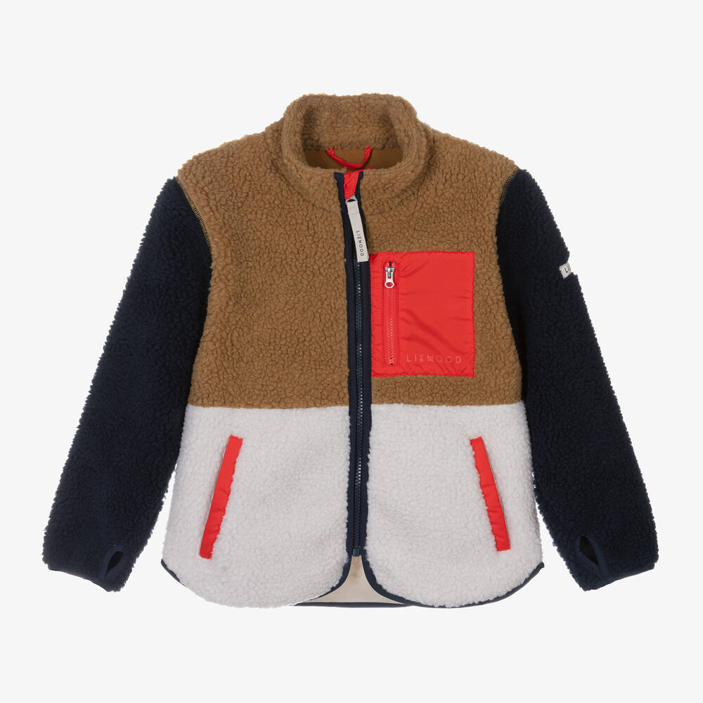 Liewood - Beige & Navy Blue Borg Jacket | Childrensalon