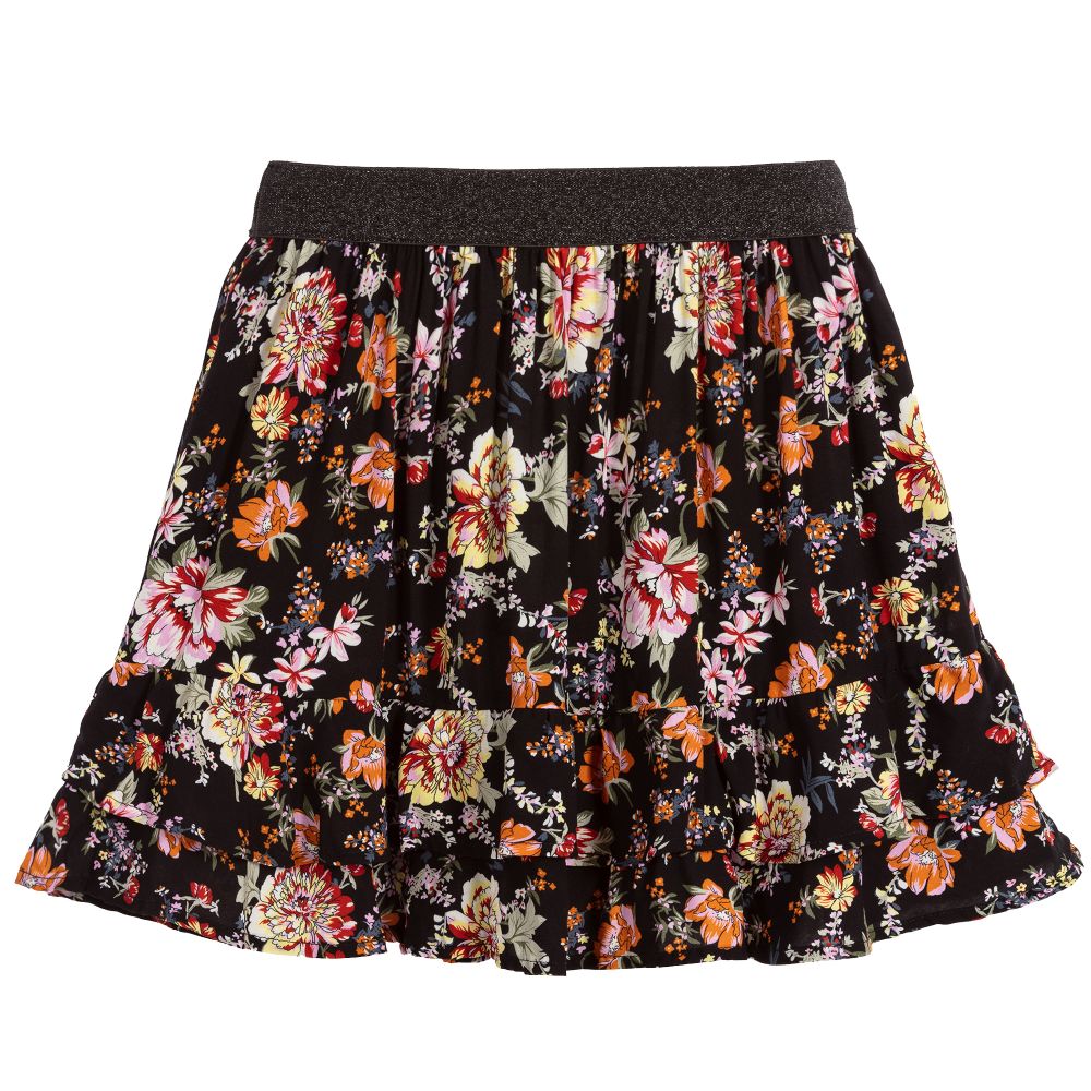 Little Eleven Paris - Teen Girls Black Floral Skirt | Childrensalon Outlet