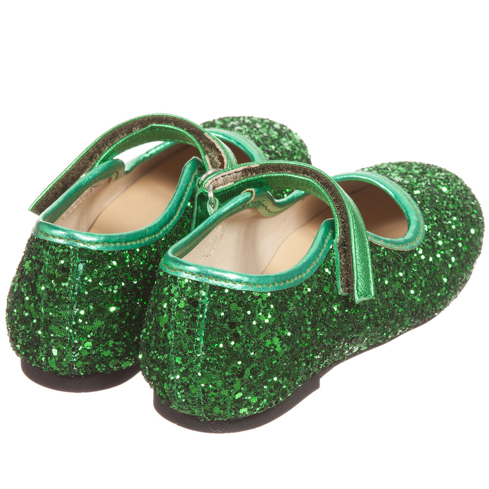 green sparkly shoes