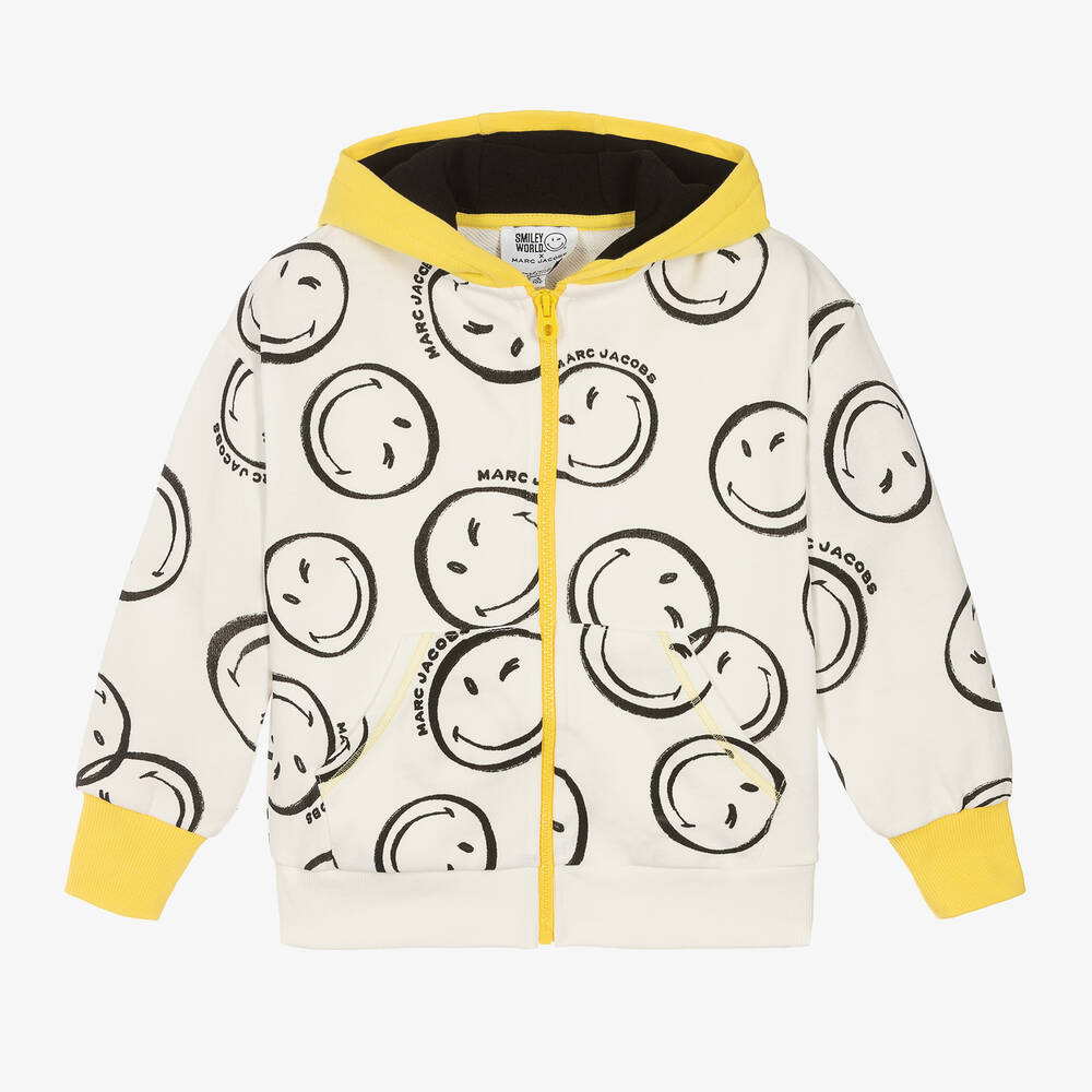 MARC JACOBS - Boys Ivory Cotton Smiley Faces Hoodie | Childrensalon