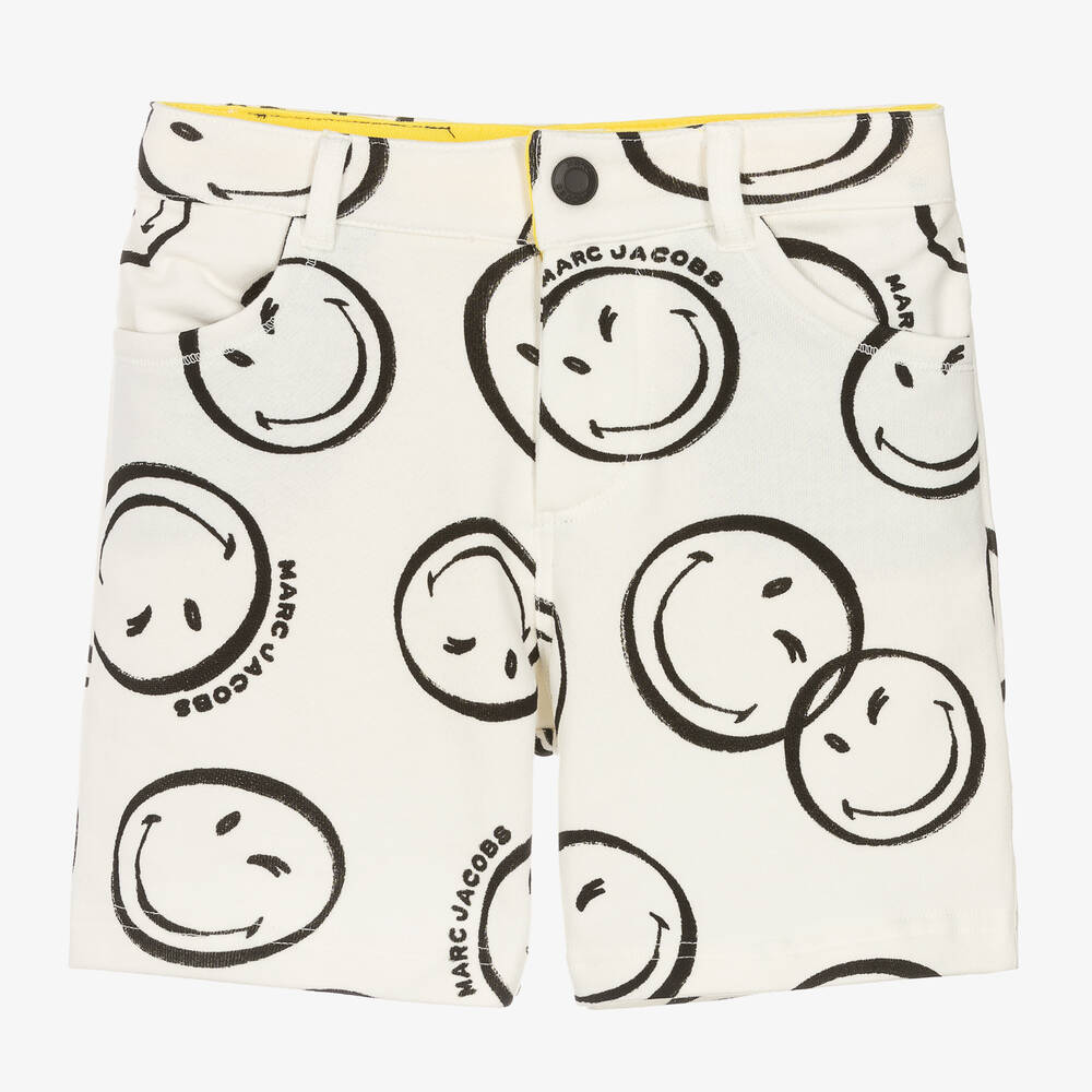 MARC JACOBS - Boys Ivory Cotton Smiley Faces Shorts | Childrensalon