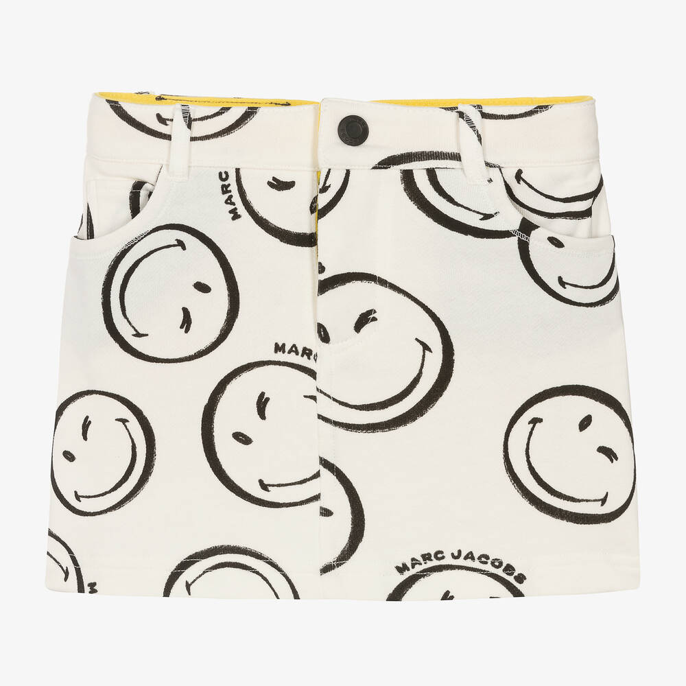 MARC JACOBS - Girls Ivory Cotton Smiley Faces Skirt | Childrensalon