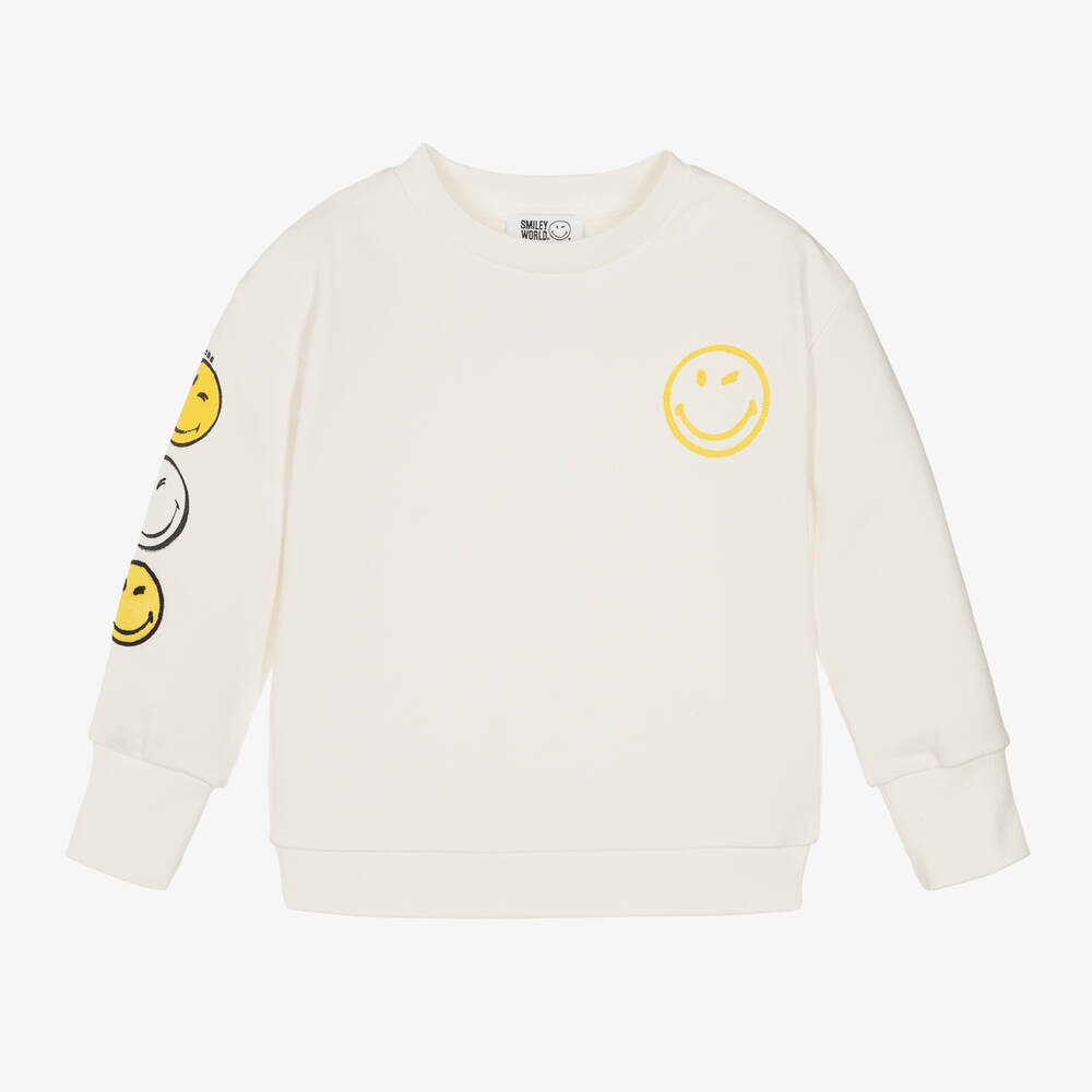 MARC JACOBS - Girls Ivory Cotton Smiley Faces Sweatshirt | Childrensalon