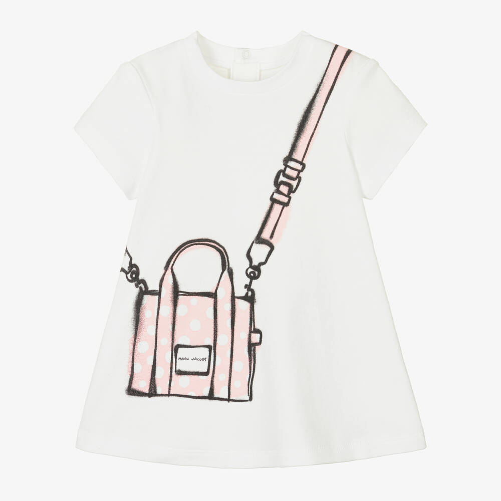 MARC JACOBS - Girls Ivory Tote Bag Cotton Dress | Childrensalon